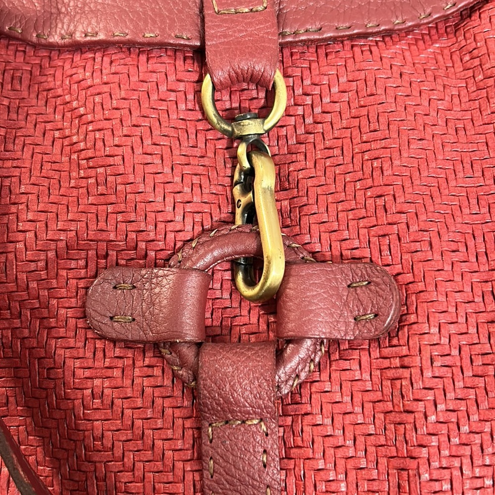 Carla Mancini Grace Wine Woven & Leather Large Shoulder Bag - Picture 9 of 9